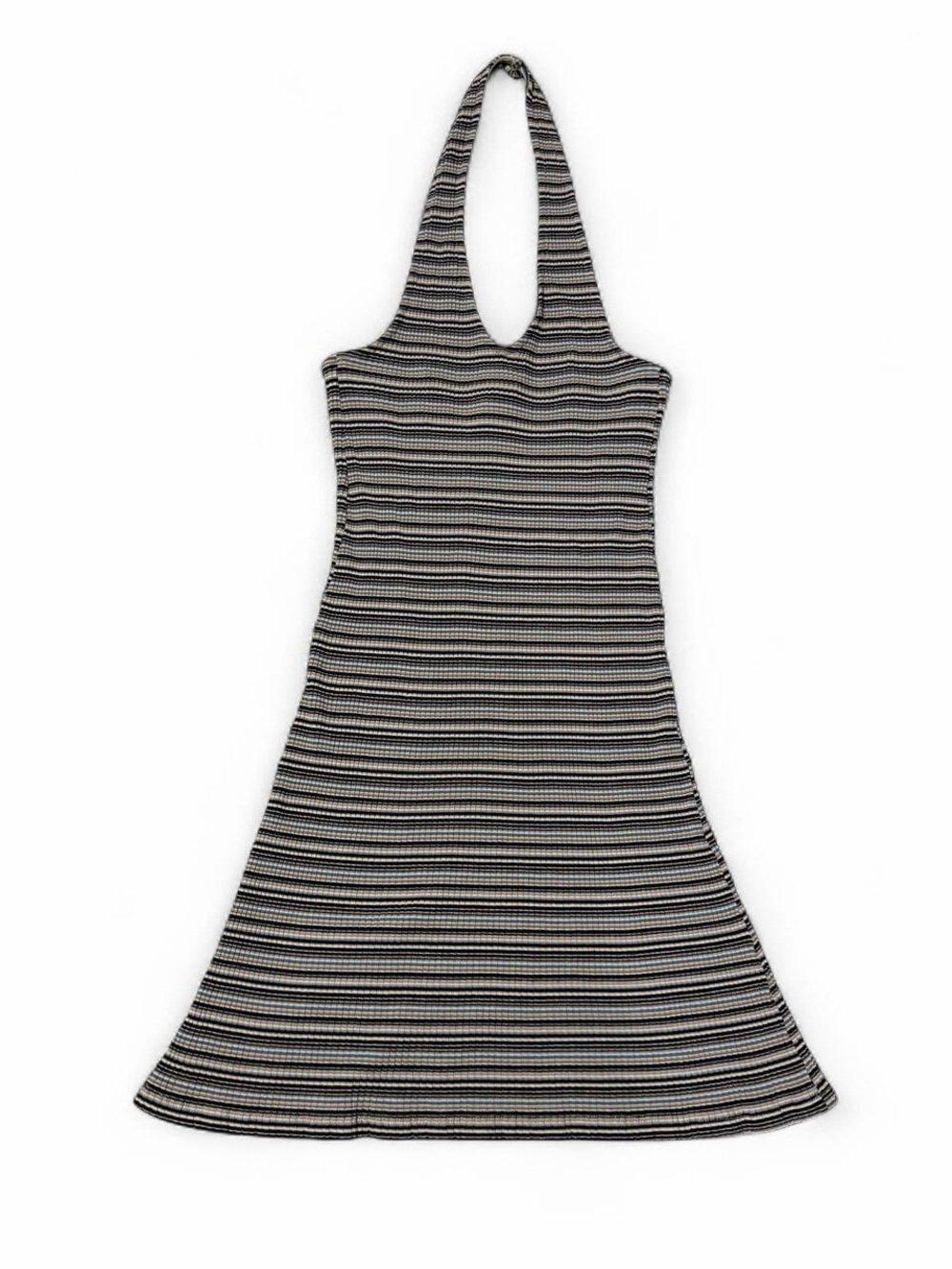 American Eagle Outfitters Black and White Striped Halter Mini Dress
